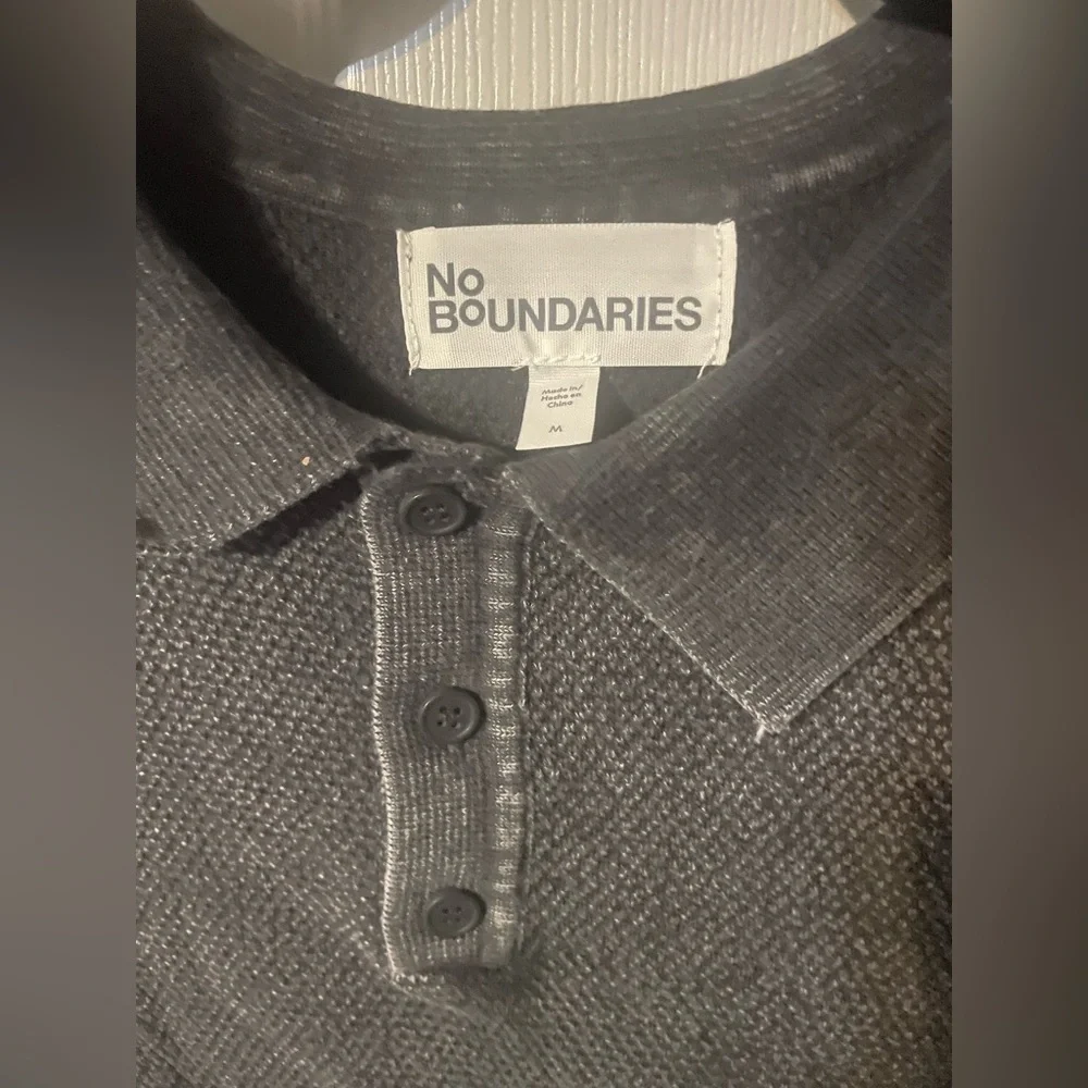NWT No Boundaries Men’s Mesh Polo Sweater Gray Shadow Short Sleeve Cotton Size M
